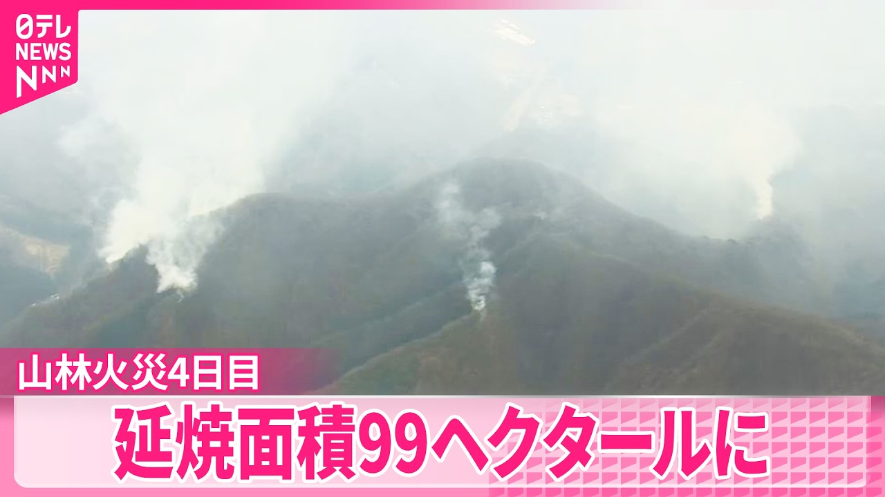 【山林火災4日目】群馬・上野村  鎮火のめどたたず  延焼面積99ヘクタールに