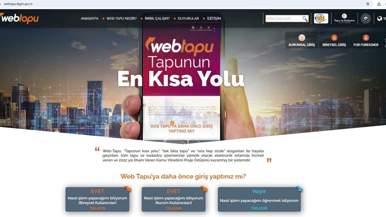 3-Web Tapu&rsquo;ya Nasıl Giriş Yapabiliriz?