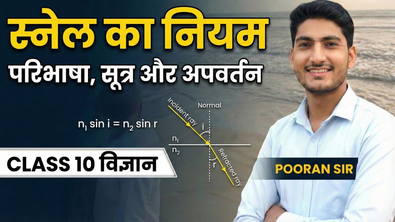 Snell's Law (स्नेल का नियम) याद करने का आसान तरीका | Class 10 Physics | Refraction | Pooran Kumar