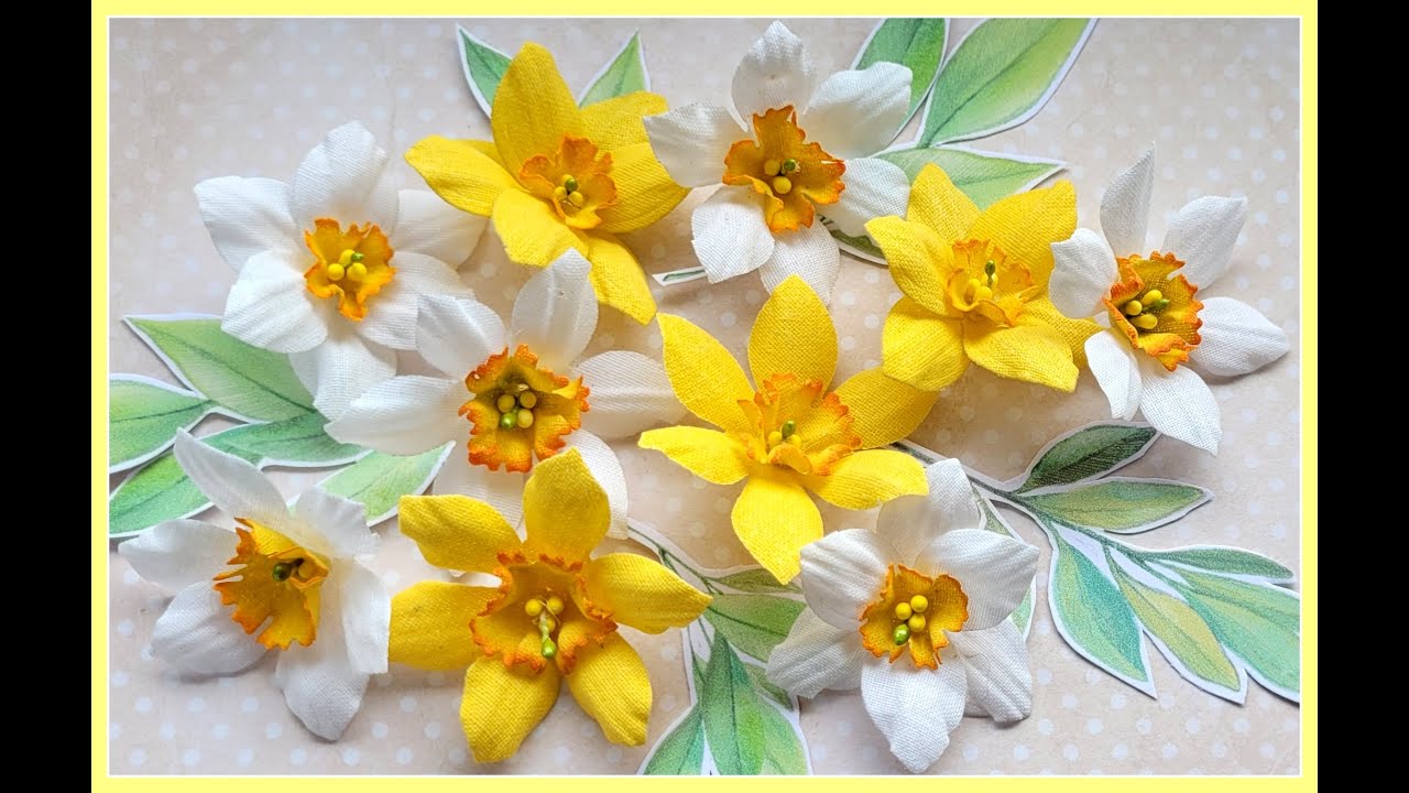 Żonkile i narcyzy z materiału - tutorial - fabric flowers - tutorial