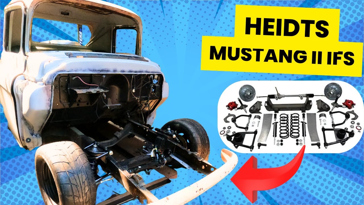 Heidts Mustang II front suspension on a 55 Chevy truck