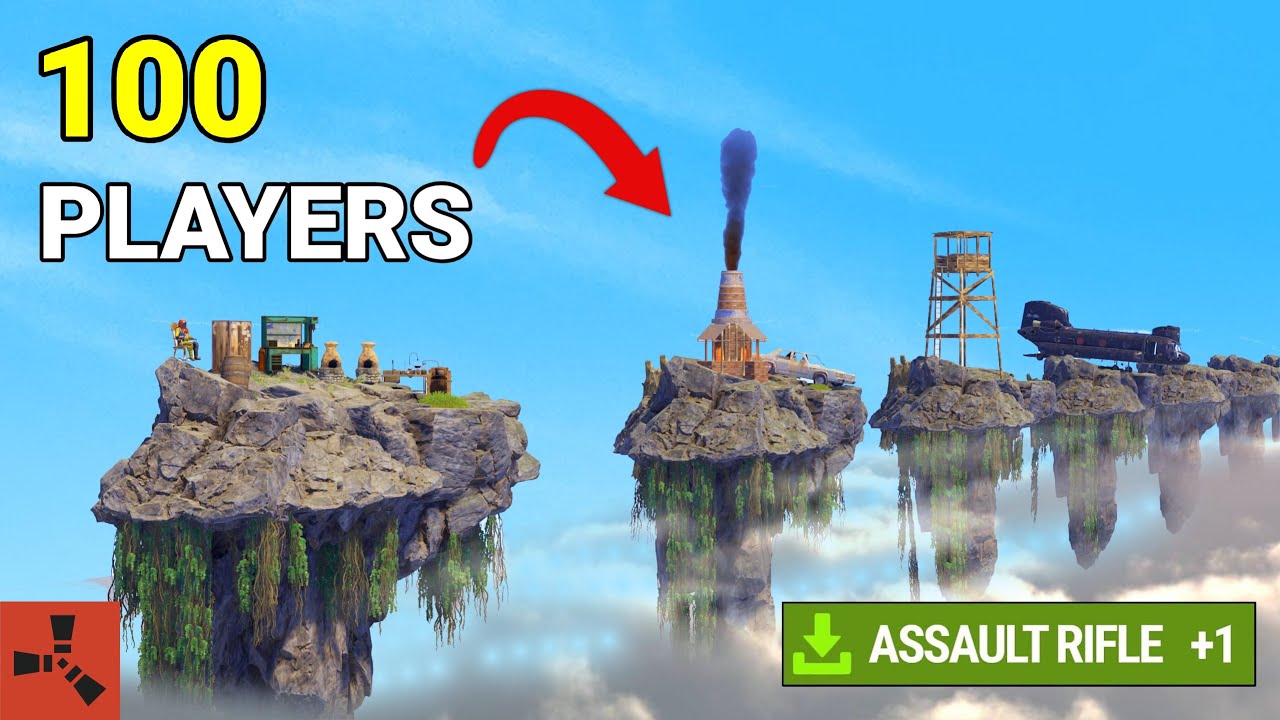 I Gave 100 Rust Players Floating Islands - Random Items