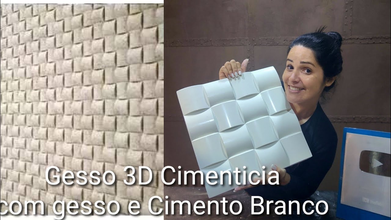PLACA CIMENTICIA DE GESSO 3D INCRIVEL - PLACA GESSO 3D CIMENTO BRANCO - COMO FAZER GESSO 3D externa