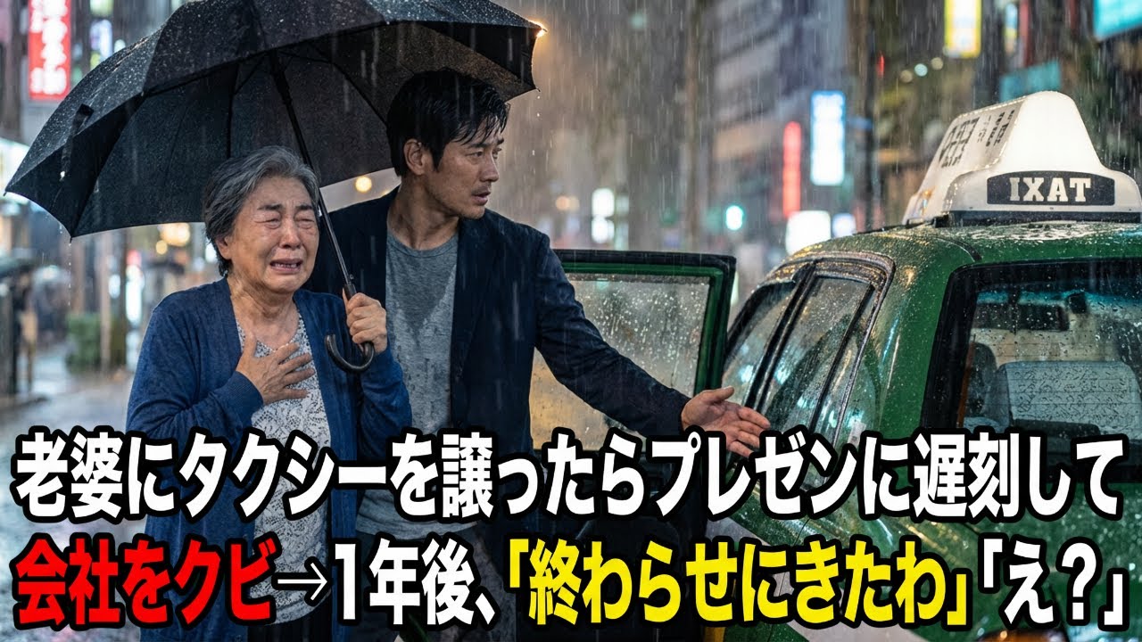 40分並んだタクシーを老婆に譲りプレゼンに遅刻し会社をクビに→1年後、あの時のおばあさんが現れて「やっと見つけたわ」【感動する話】