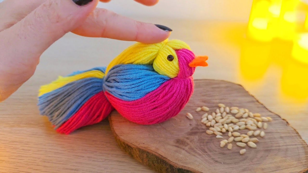 ✨️How to Make Cute Colorful Yarn Bird | Easy Craft Idea