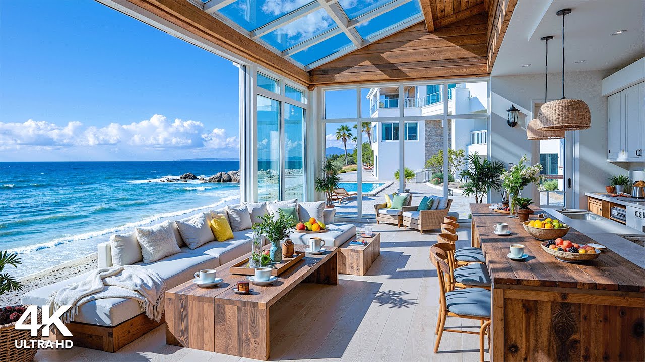 Happy Morning Jazz at Beach Apartment Ambience ~ Smooth Bosssa Nova Jazz & Calm Waves for Work