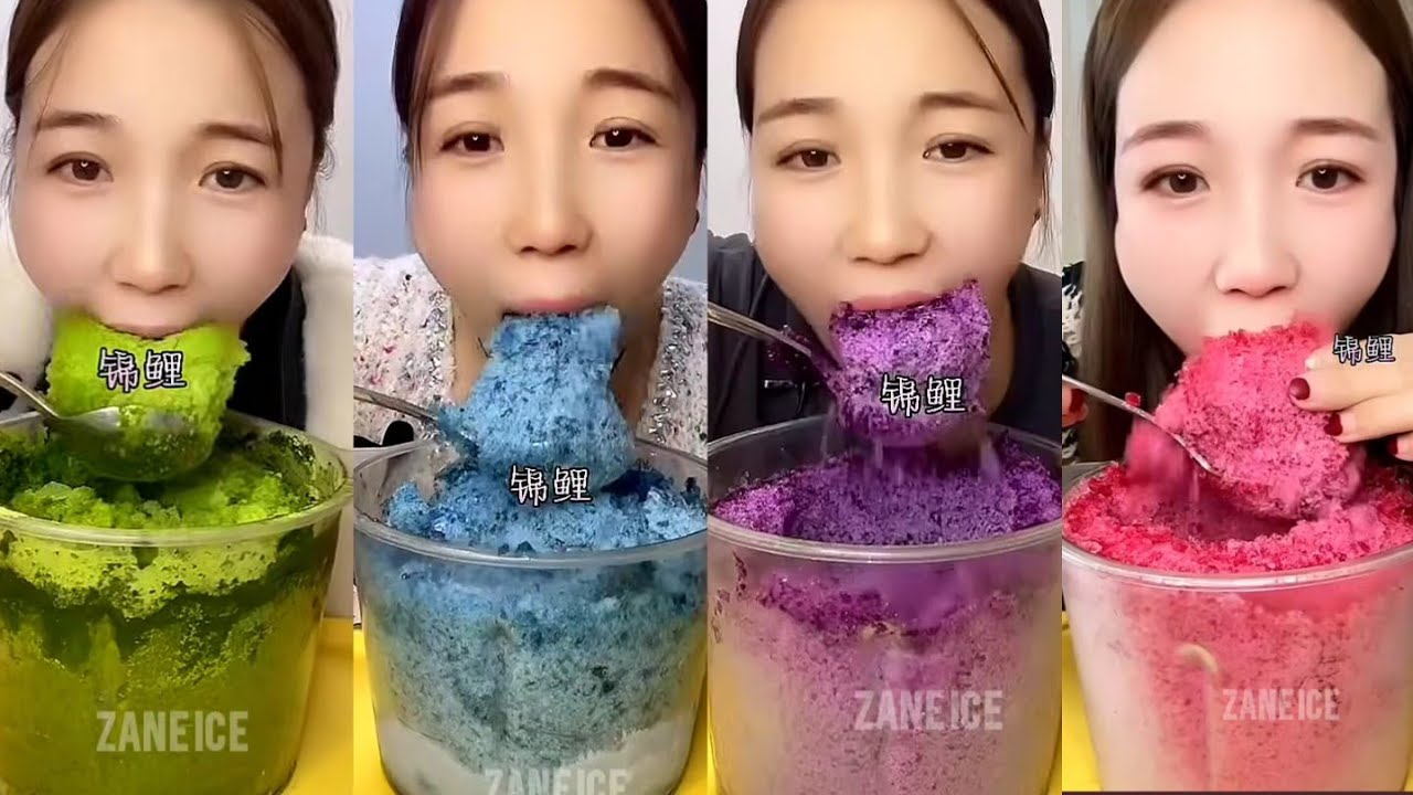 2 HOURS QIAN MOUTHFUL BIG BITES ONLY BITES AND SWALLOWING ICE EATING WITH AND WITHOUT MATCHA 