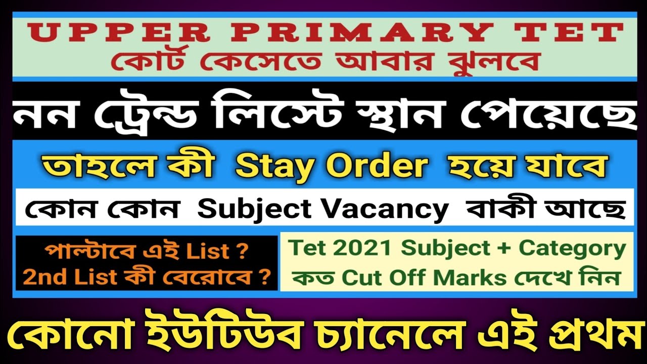 2021🔥Upper Primary Tet Cut Off Marks % List🔥Merit List % Marks List🔥Subject + Category&mdash;Due Vacancy