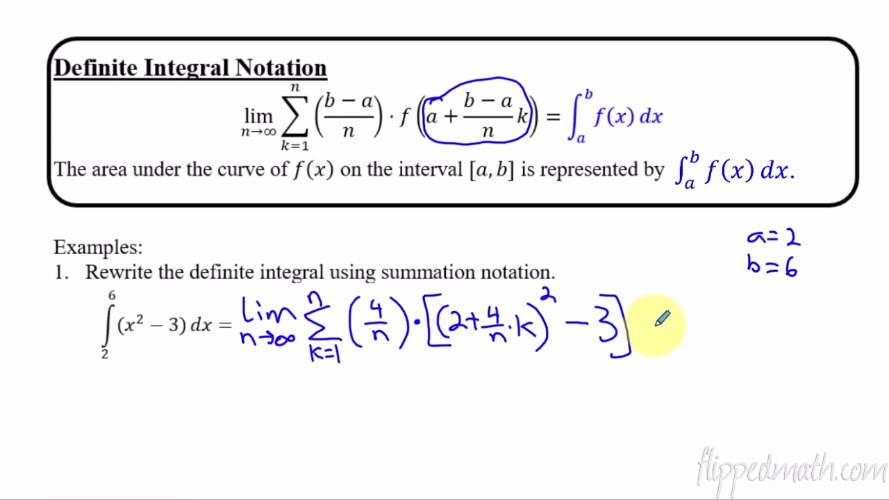 Calculus AB/BC – 6.3 Riemann Sums, Summation Notation, and Definite Integral Notation