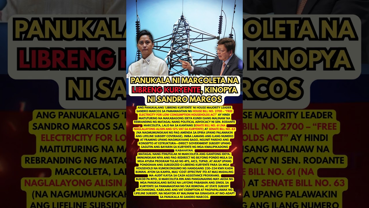 Sandro Marcos Copies Marcoleta's Free Electricity Proposal!