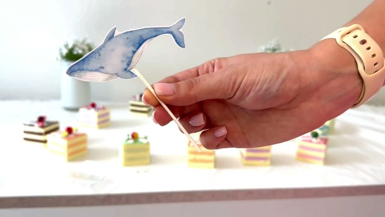 Blue Whales Under The Sea Cupcake Toppers - Set Of 10