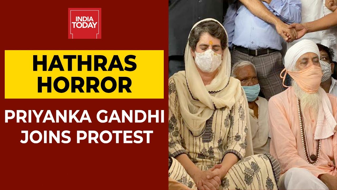 Massive Protest Being Held At Delhi's Jantar Mantar Over Hathras Horror; Priyanka Gandhi Joins Too