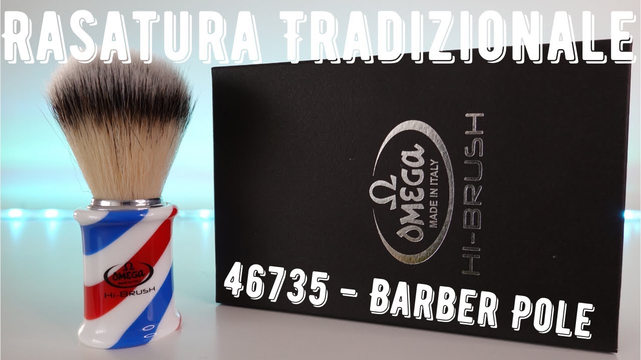 Pennello 100% Sintetico OMEGA 46735 Hi-Brush - Barber Pole - Rasatura Tradizionale