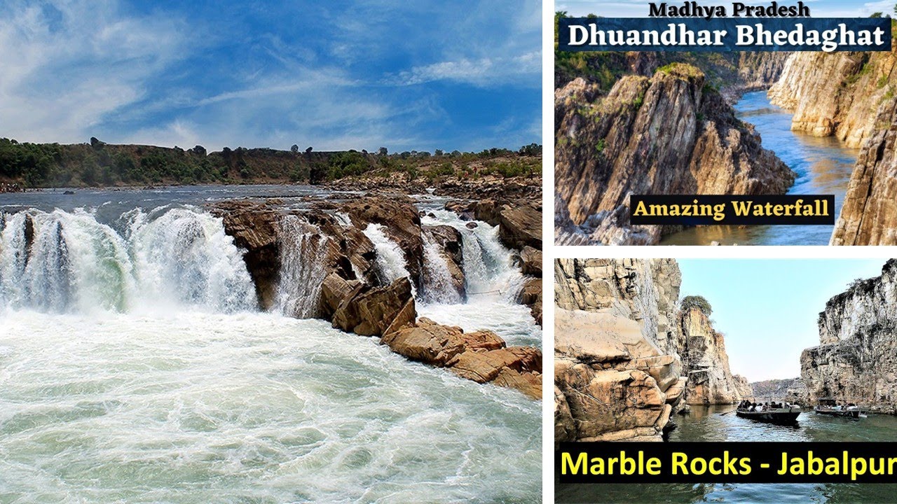 JABBALPUR  Explore Jabbalpur: Dhuandhar Falls & Marble Rocks Boating Magic!