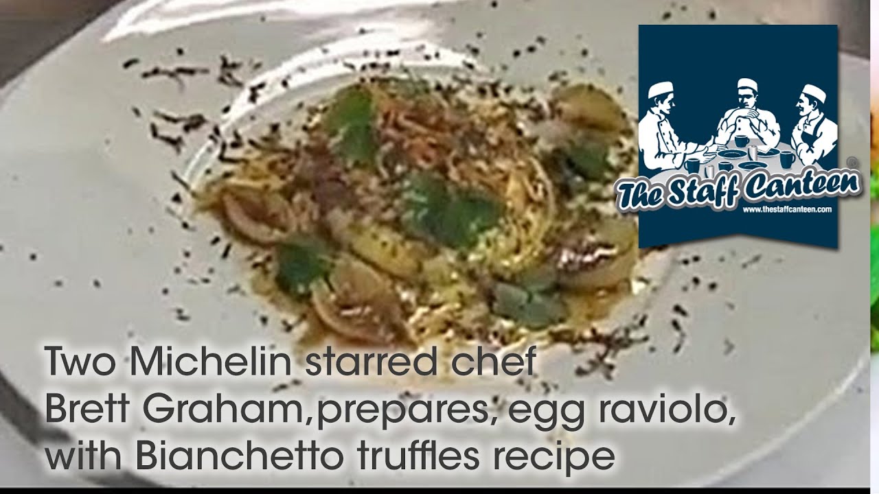 Two Michelin-starred chef Brett Graham prepares egg raviolo with Bianchetto truffles