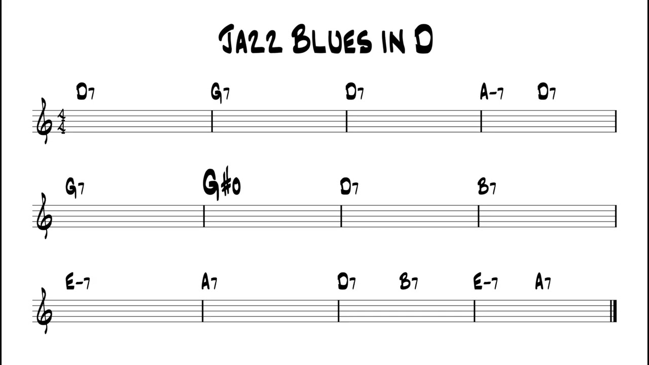 Jazz Blues in D Backing Track / Play-along (120 bpm)