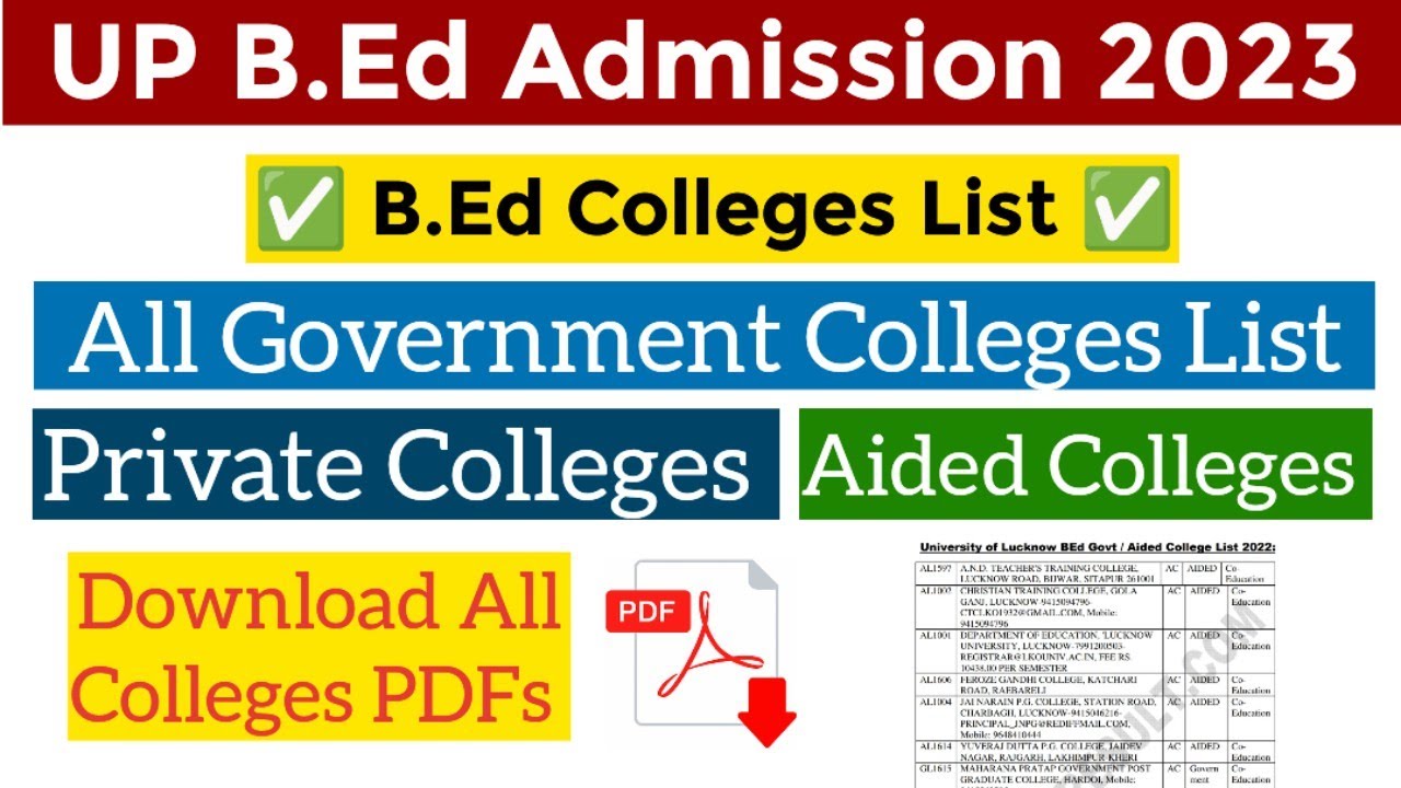 Up bed government colleges list pdf download| up bed government/aided colleges new list 2023| #TEE