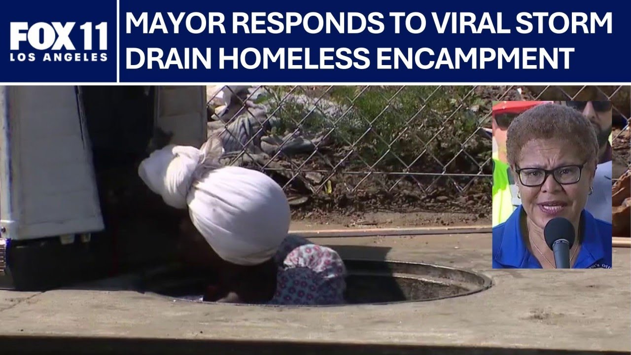 LA Mayor addresses viral video of homeless woman popping in and out of storm drain