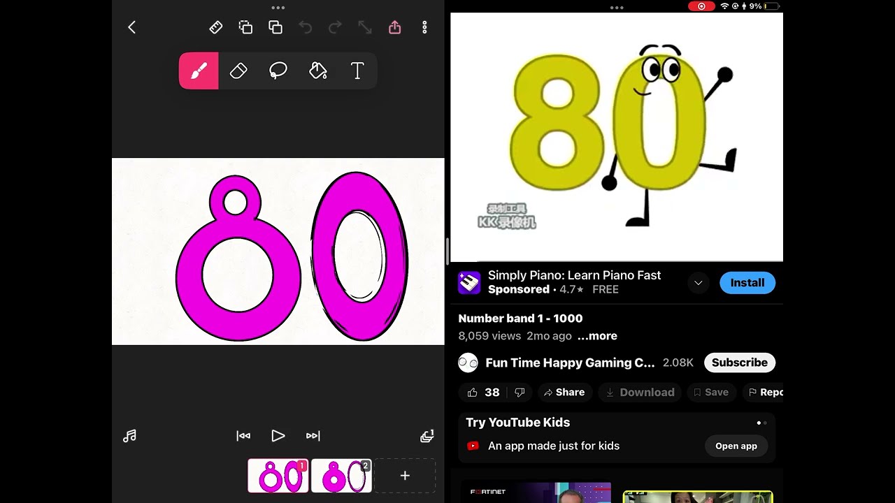Number band 1-1000 part 1 80 is red