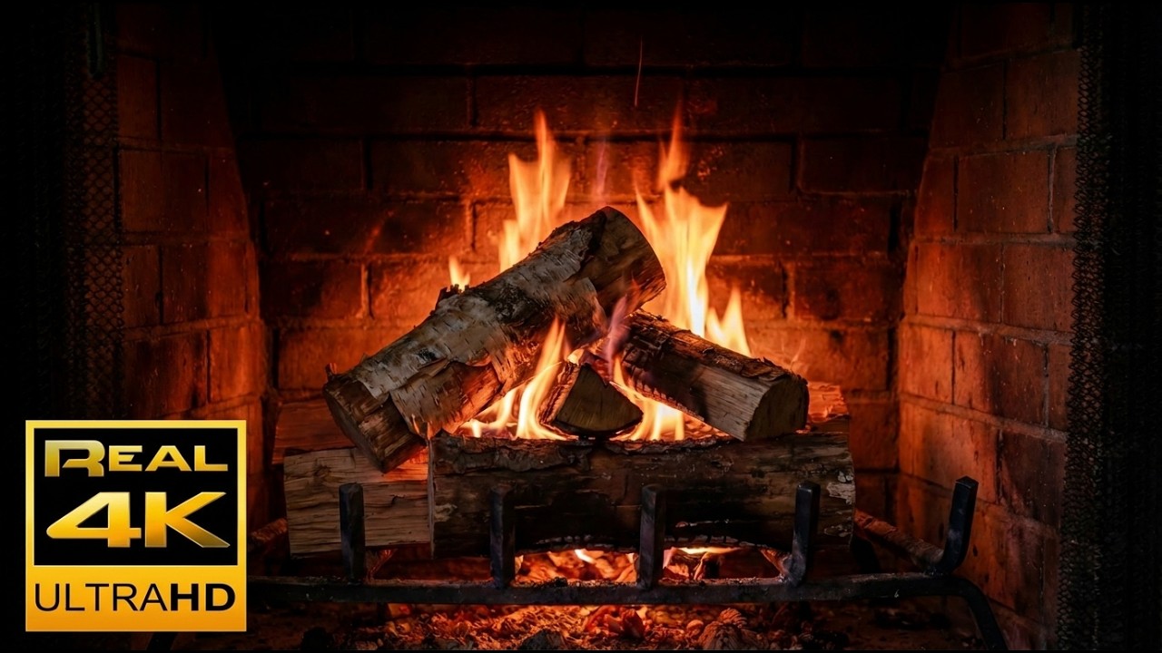 🔥 Cozy Fireplace 4K (4 HOURS). Fireplace with Crackling Fire Sounds. Crackling Fireplace 4K