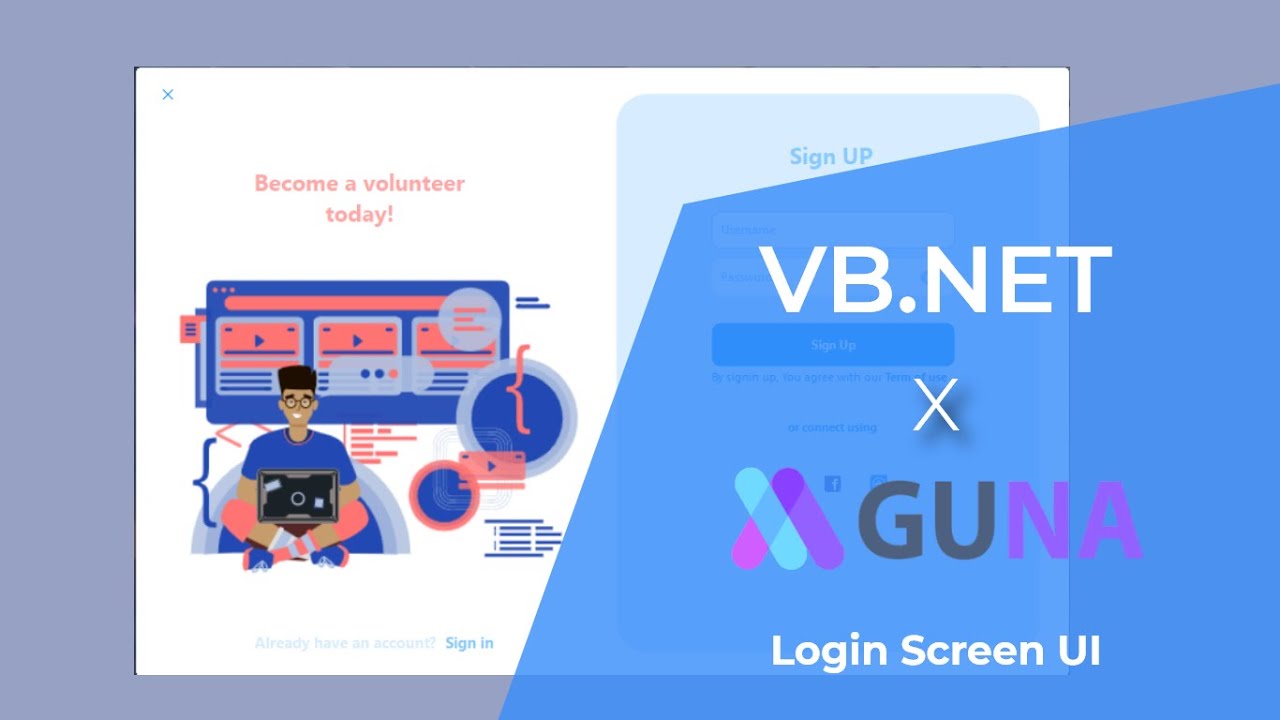 Login UI Screen With VB.NET ,C# - Speed Code | GunaFramework