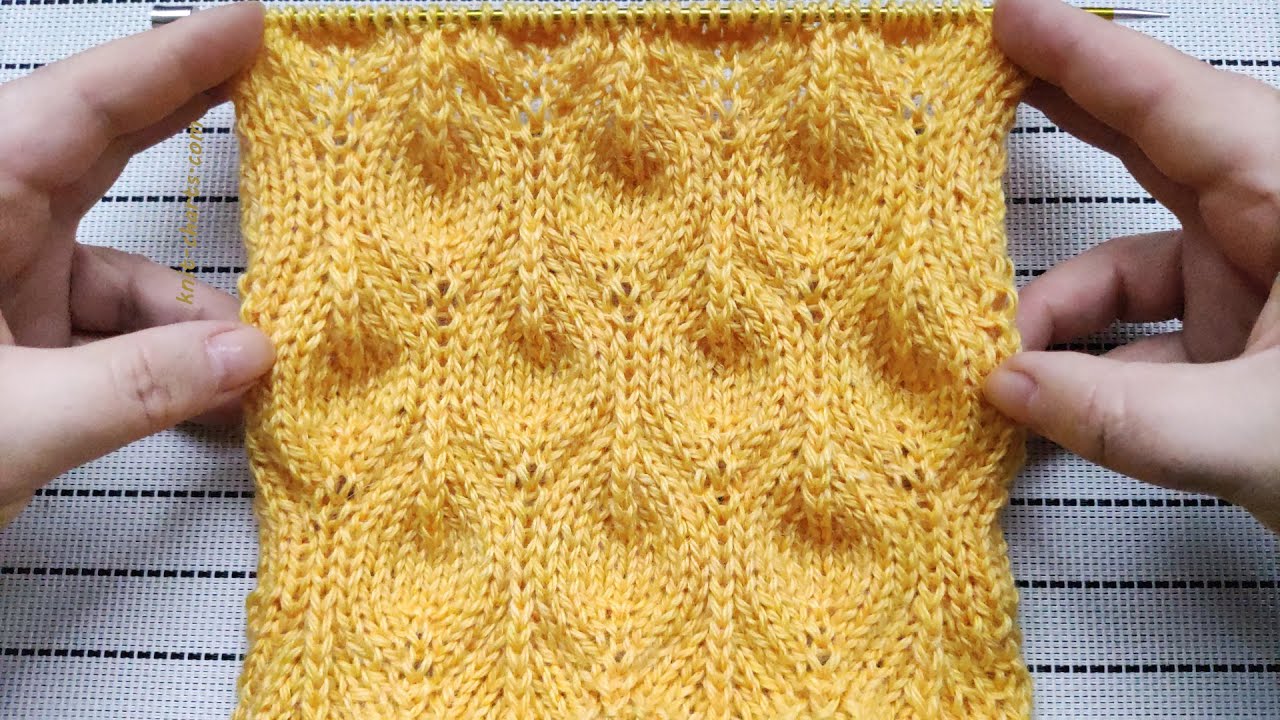 Leaves Knit Stitch Pattern | Blattmuster stricken | Punto hojas a dos agujas | Punto foglie ai ferri