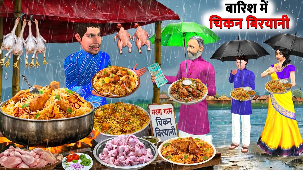 Barish Mei Chicken Biryani Wala Tasty Chicken Biryani Street Food Comedy Hindi Kahani Moral Stories