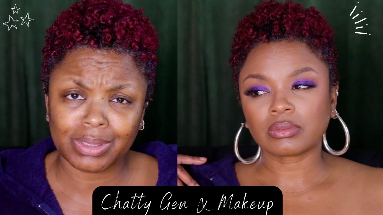 CHATTY MAKEUP | PURPLE EYES | SLIGHTLY CHAOTIC | 50ish MATURE