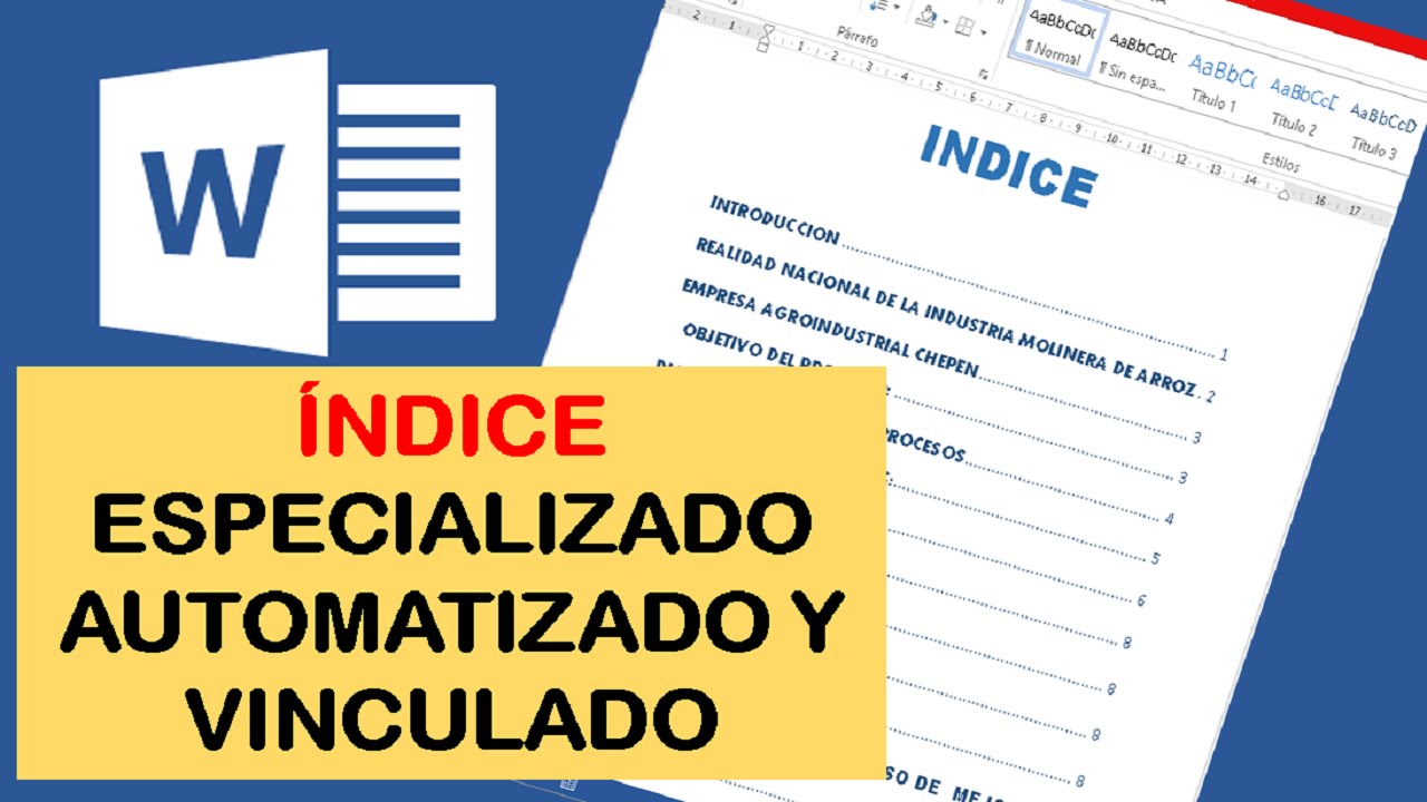 COMO HACER UN INDICE AUTOMATICO Y VINCULADO EN WORD