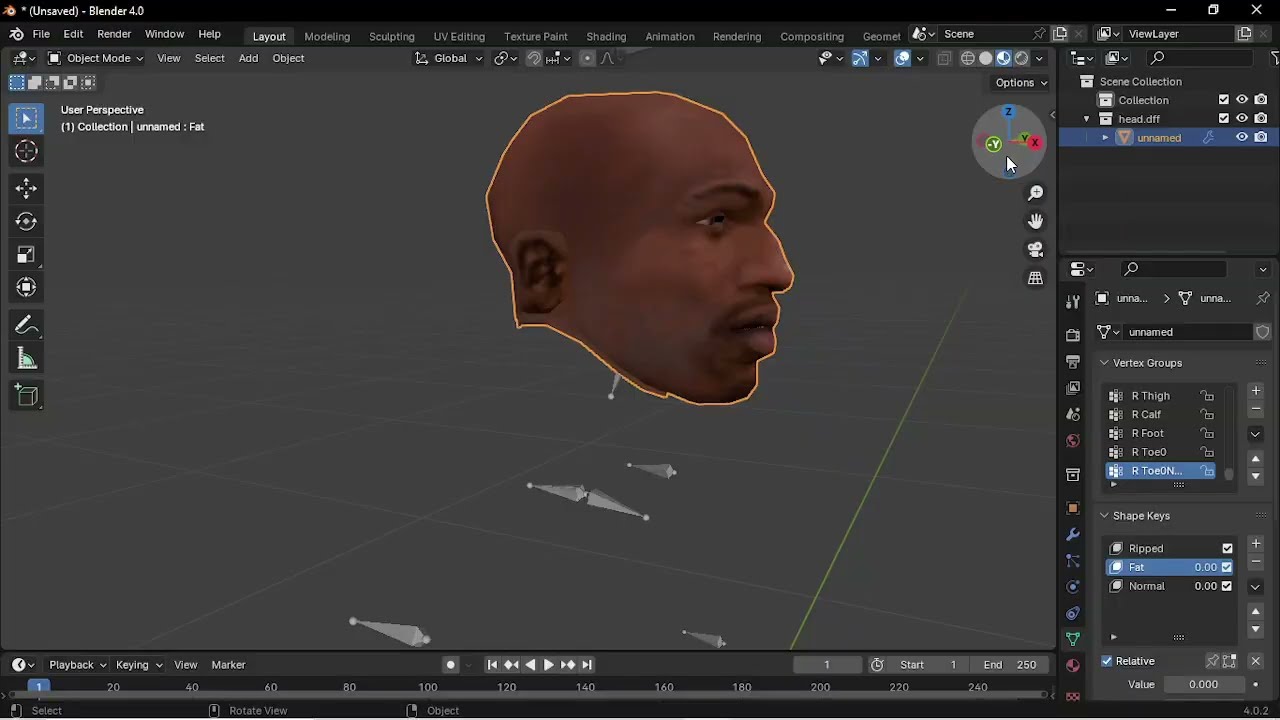 GTA SA: Editing/changing player's head using Blender