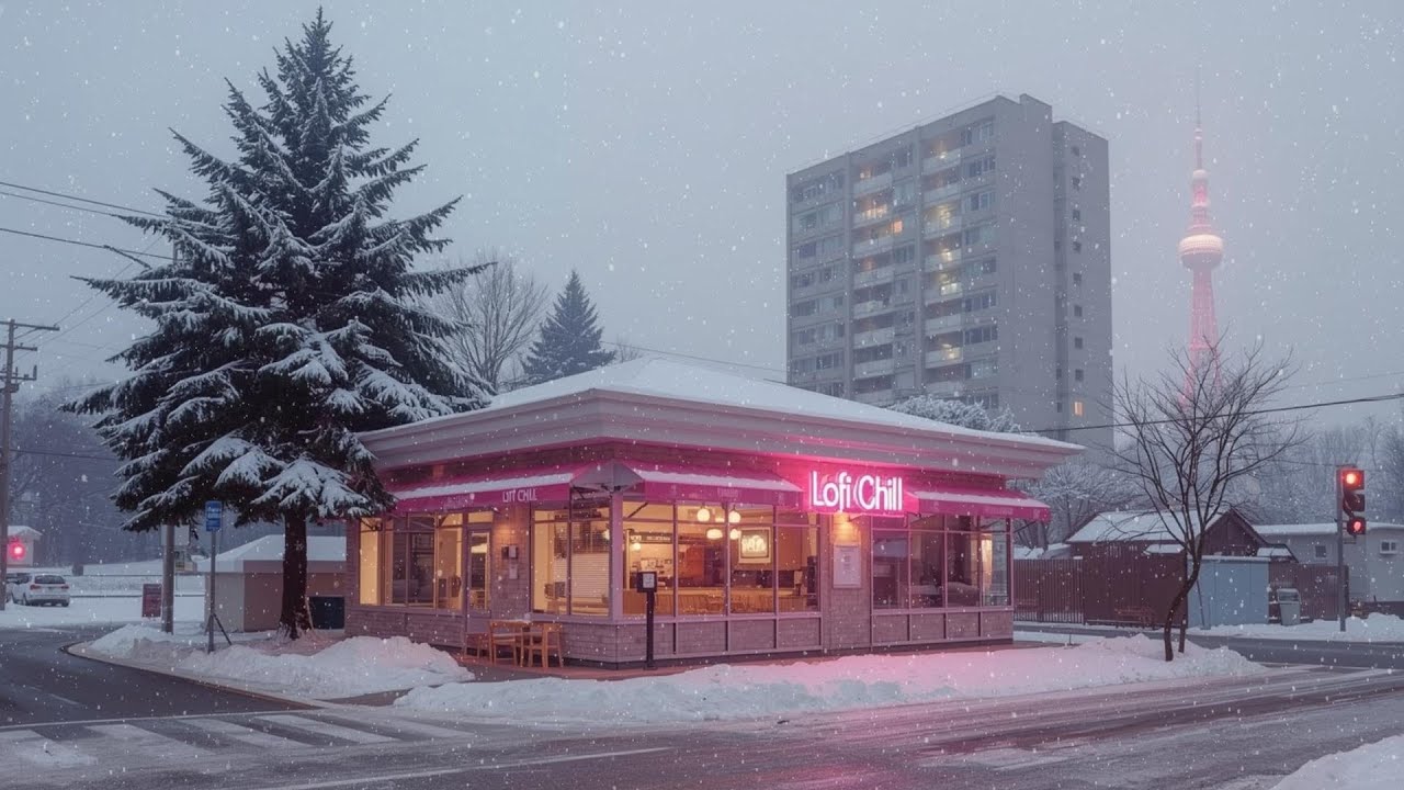 Cozy Pink Café Japan 🇯🇵 Winter Lofi Chill for Stress Relief & Deep Sleep