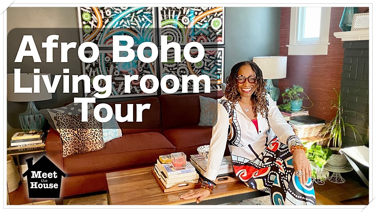 HOUSE TOUR -  Afro Boho Living Room - Tips to Blend Thrifted & New Decor Pieces - Meet The House Ep2