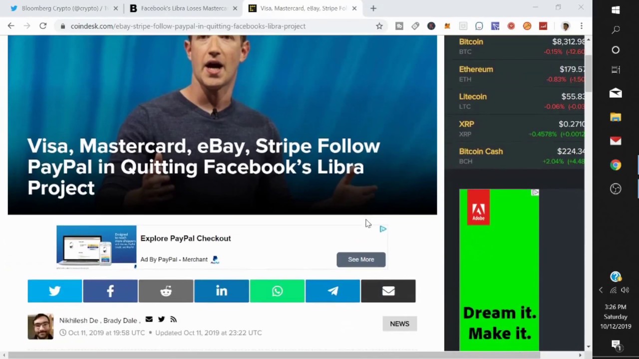 Visa, Mastercard, eBay, Stripe Follow PayPal in Quitting Facebook&rsquo;s Libra Project Facebook hearing