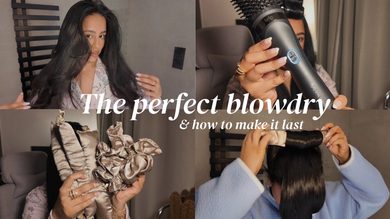 the perfect blowdry & how to make it last | post wash hair routine, ghd duet style & heatless curls