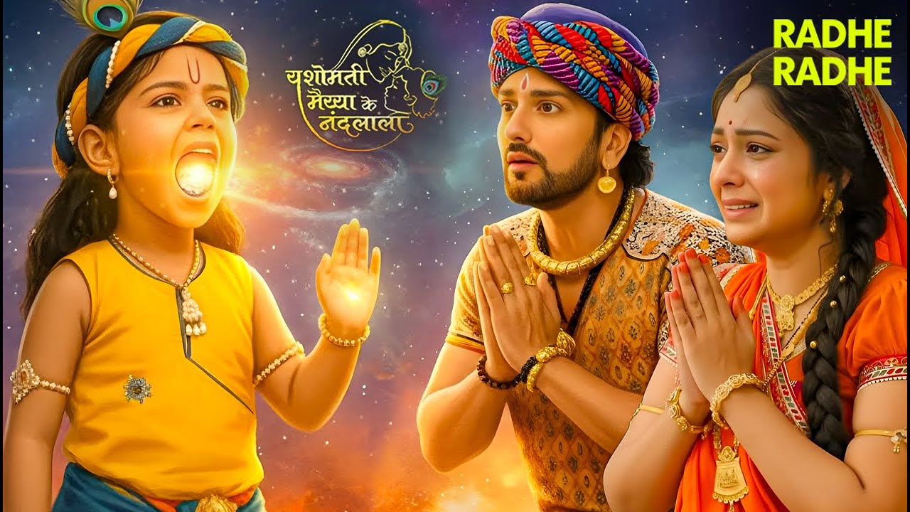 श्री कृष्णा लीला | यशोदा मैया और नंदराज ने कृष्ण के मुंह में पूरा ब्रह्मांड देखा | YMKN | Radhe #god