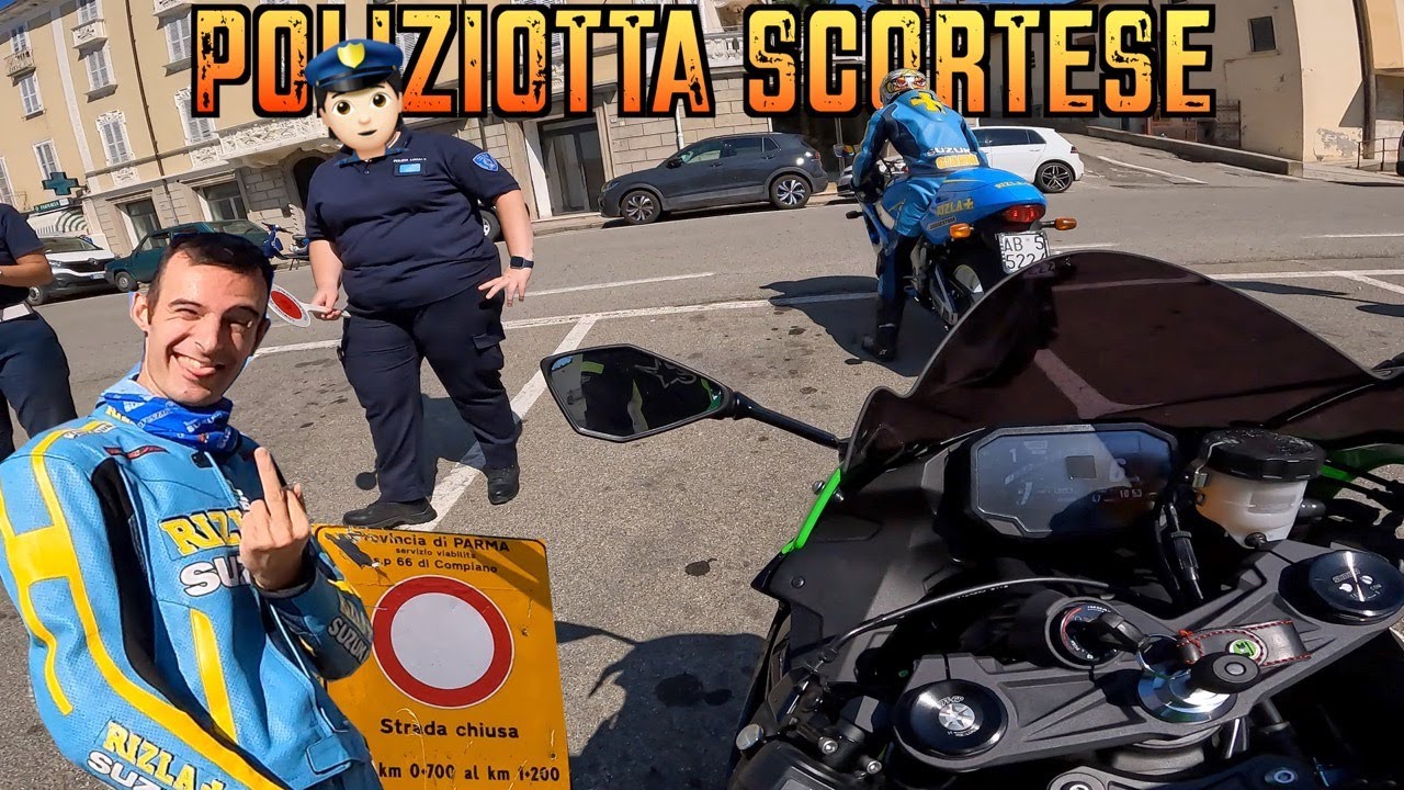 Una POLIZIOTTA SCORTESE e moto ROTTA