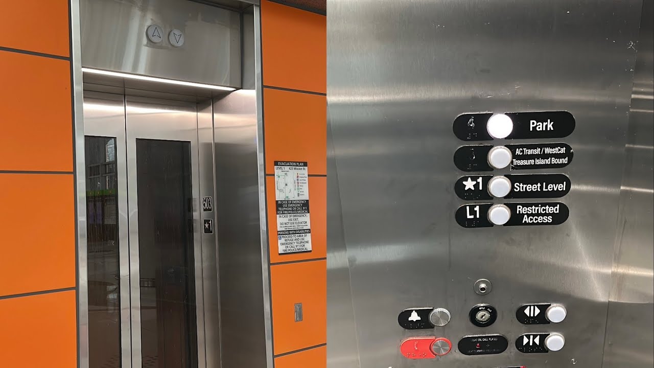 Scenic OTIS Gen2 MRL Traction Grand Hall Elevators @ Salesforce Transit Center, San Francisco, CA