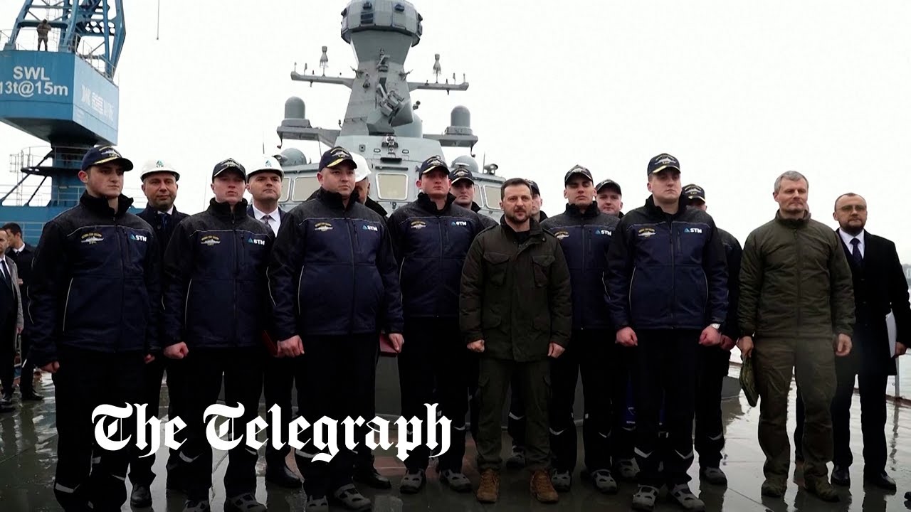 President Zelensky visits Ukrainian warship construction site during visit to Turkey