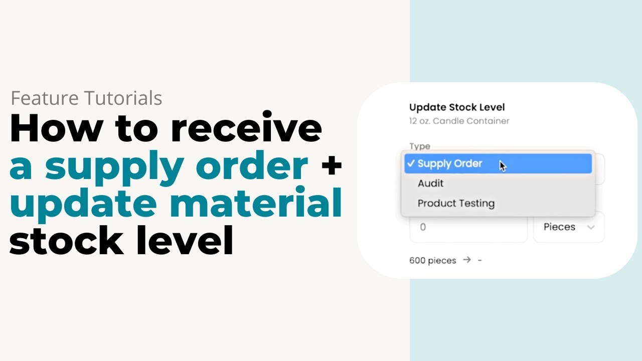 How to Receive a Supply Order + Update Material stock level 2.0 | Inventora Tutorial