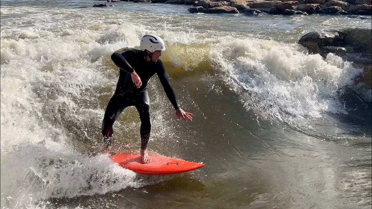 Surfers at Tulsa Wave Park On A Warm April day