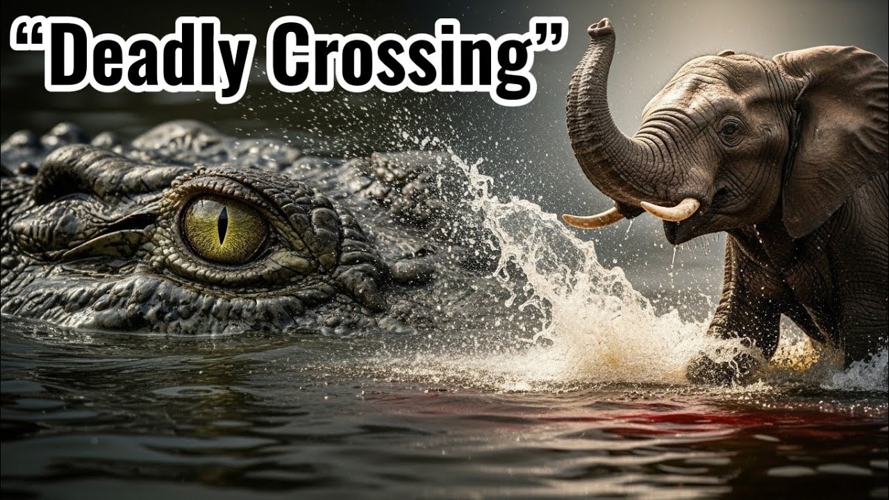 “Deadly River Ambush: Crocodile Attacks Elephant Calf