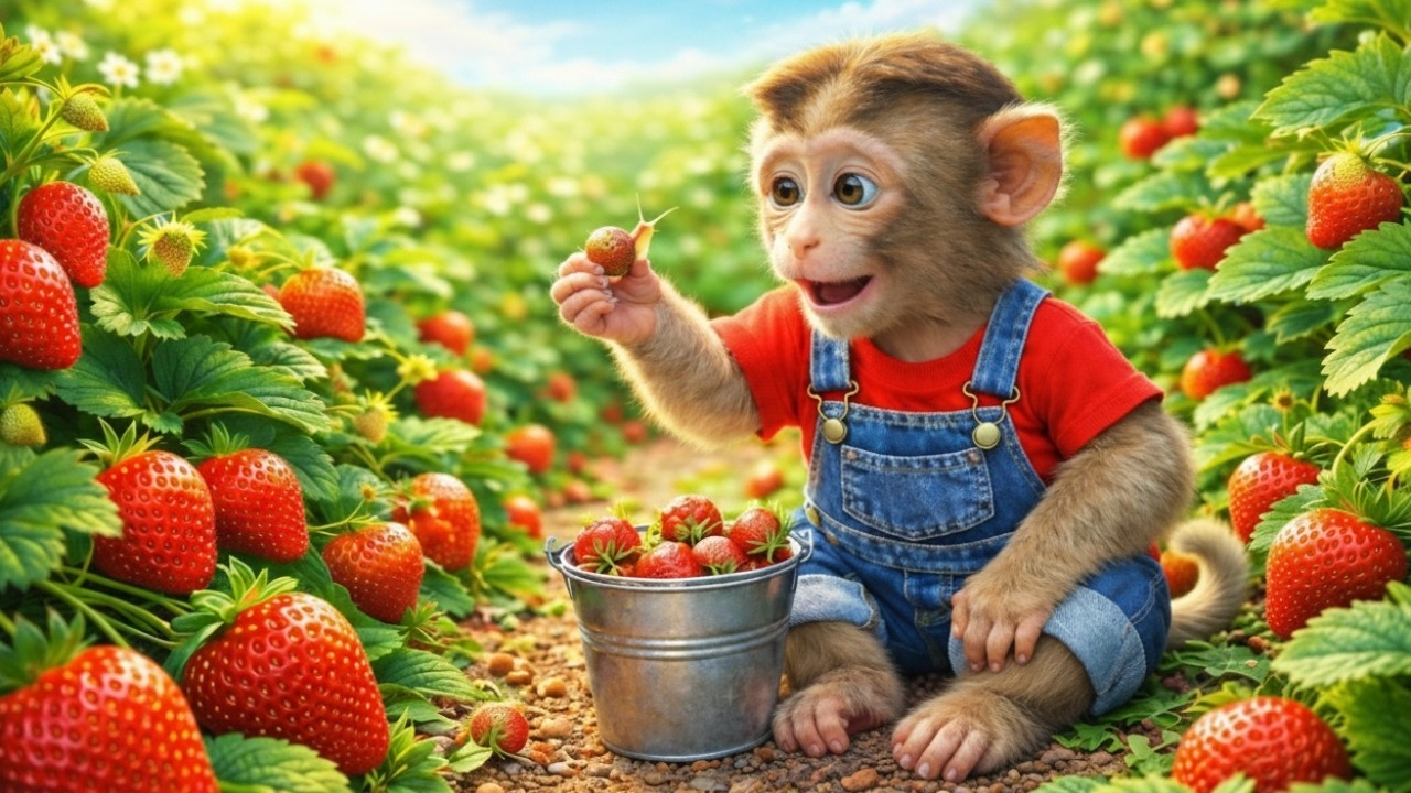 Mita Farm Turns CHAOTIC During Strawberry Harvest—A Smart Rescue Saves All! funny monkey videos
