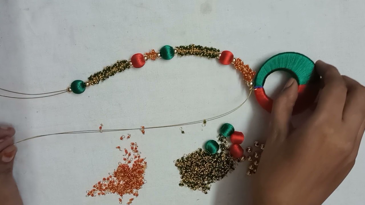 How to make Loreals necklace | Green chilli |  Tutorial | silk thread jewellery
