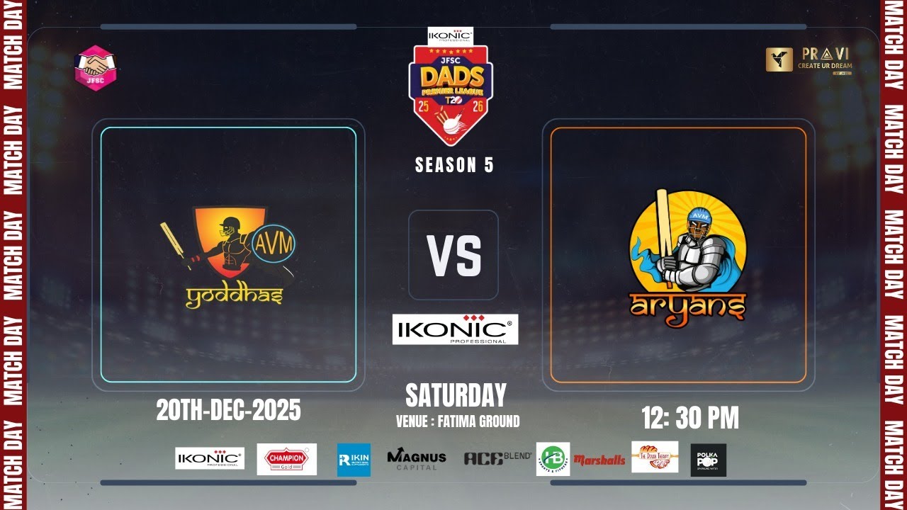 AVM YODDHAS VS ARYANS  | JFSC DADS PREMIER LEAGUE SEASON 5