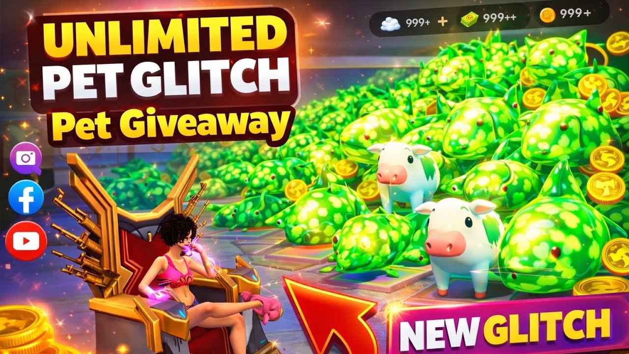 😱Unlimited Pet Glitch😱| New Pet Cow🐄And Shark🦈 | 💖Base Full Giveaway💖 | #freefire #steal