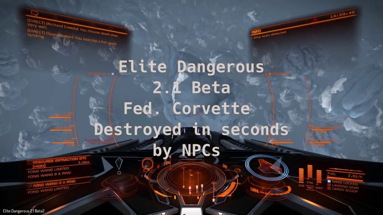 Elite Dangerous: 2.1 Beta - Destruction of Fed. Corvette in 1 min