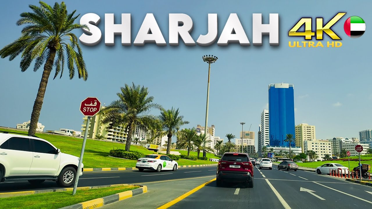 Explore UAE in 4K: Scenic Drive from Sharjah Corniche Road to Al Qasba, Al Khan | قيادة في الشارقة🇦🇪