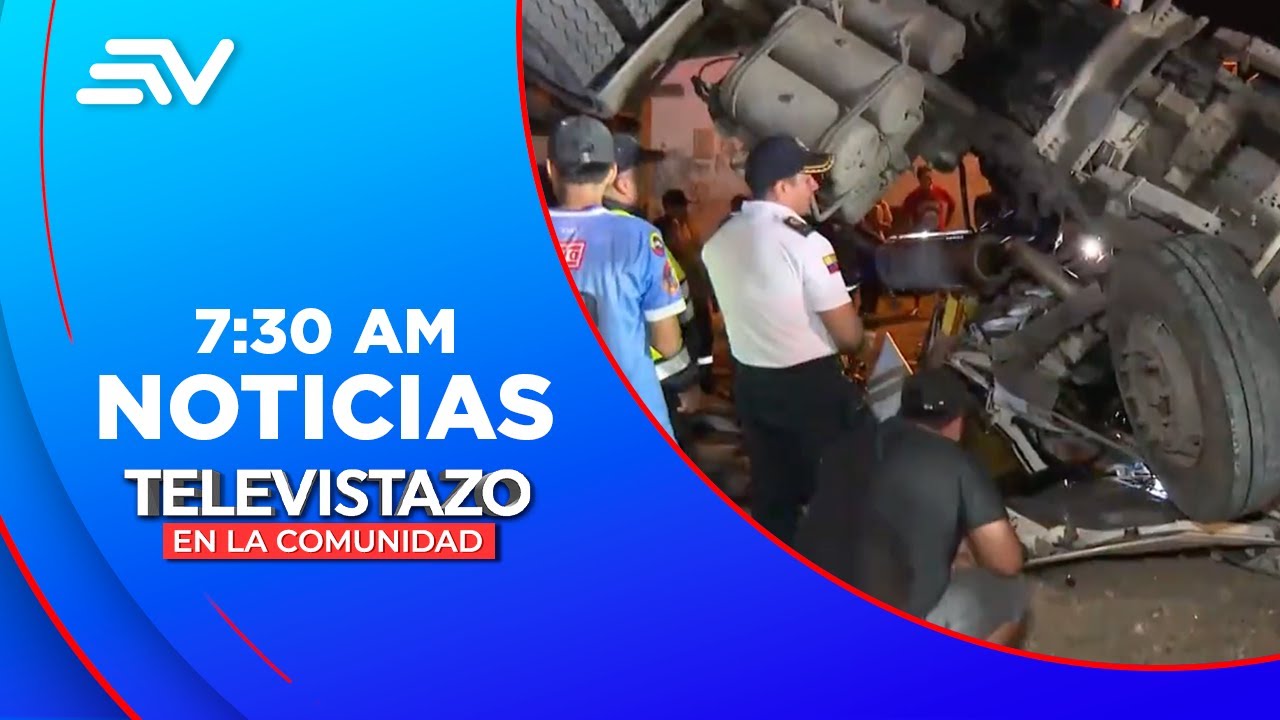 El conductor de un tráiler quedó atrapado luego de volcamiento | Televistazo | Ecuavisa