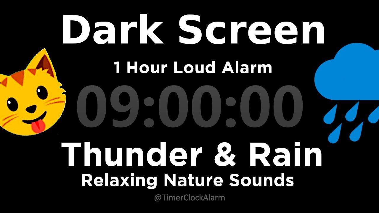 9-godzinny minutnik + 1-godzinny alarm ⛈ Grzmot i deszcz ☂ Czarny ekran @TimerClockAlarm