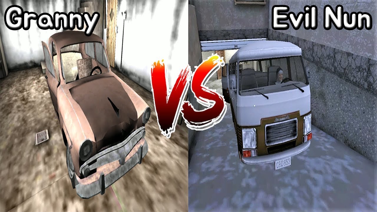 Granny Car vs Evil Nun Car || Escape || Horror Game - 그래니 자동차 vs 미친수녀 자동차 배틀